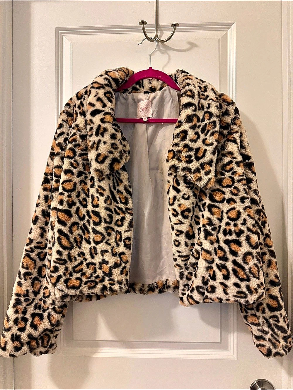 Candie's Leopard Print Faux Fur Jacket